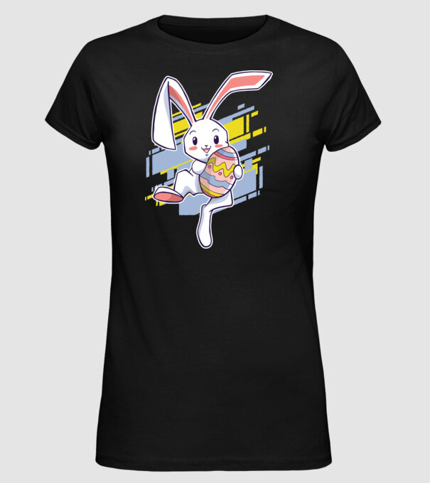 Iepuraș de Paște model negru pe tricou