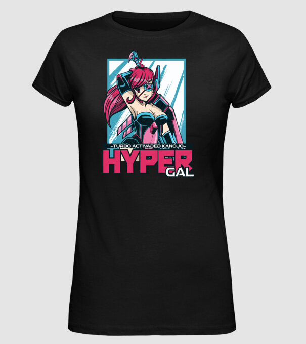 Hyper Gal - Fată Anime model negru pe tricou