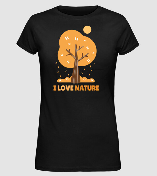 I Love Nature model negru pe tricou