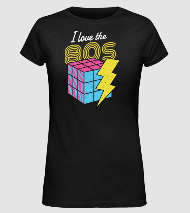I love the 80s Cub Rubik model negru pe tricou