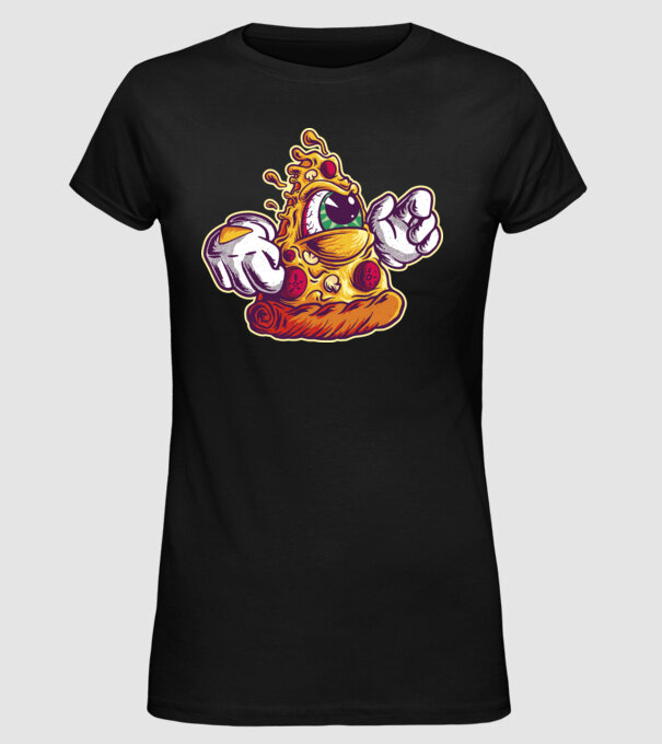 Pizza Illuminati model negru pe tricou