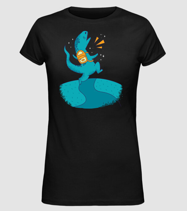 Dinozaur școlar model negru pe tricou