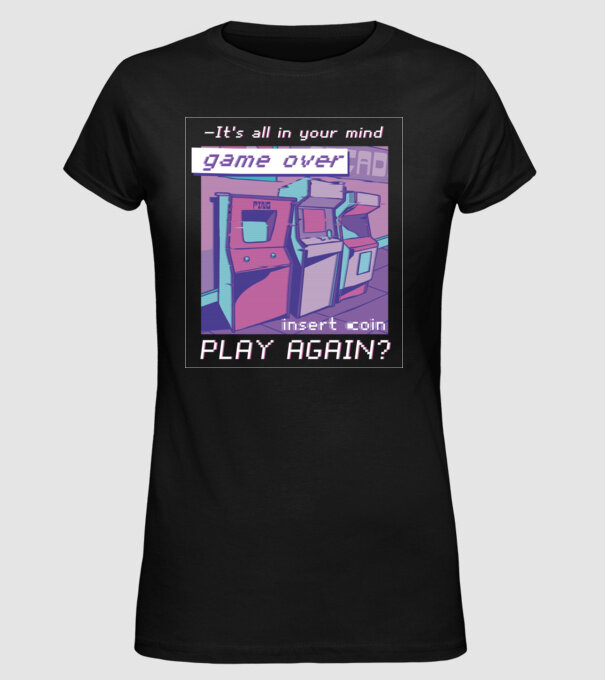 Sala de jocuri Retro Arcade model negru pe tricou