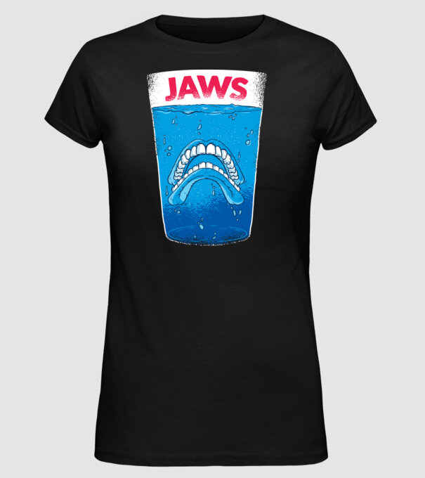 Jaws dinți tricou parodie model negru pe tricou
