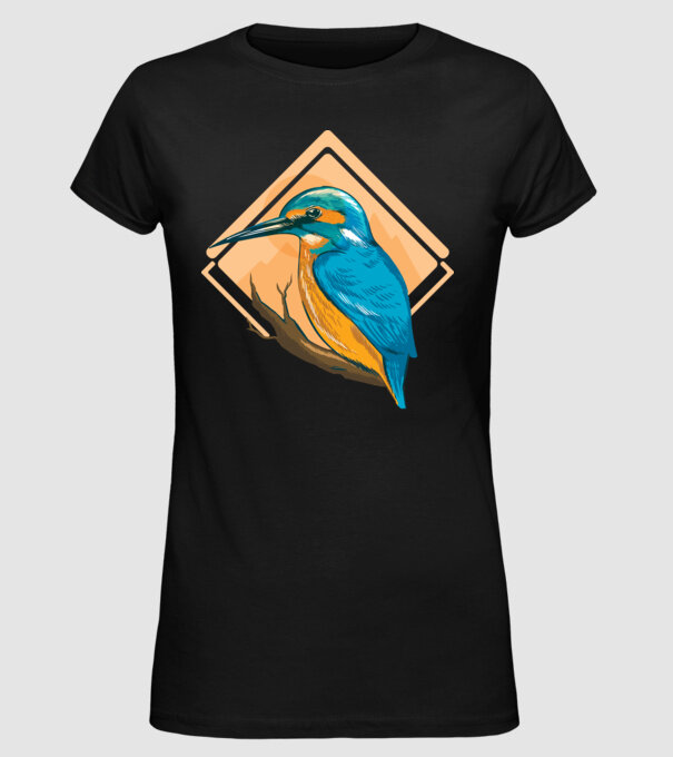 Pescăruș albastru model negru pe tricou