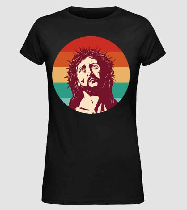 Iisus Hristos Retro model negru pe tricou