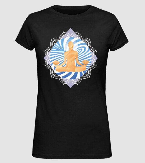 Meditație yoga model negru pe tricou
