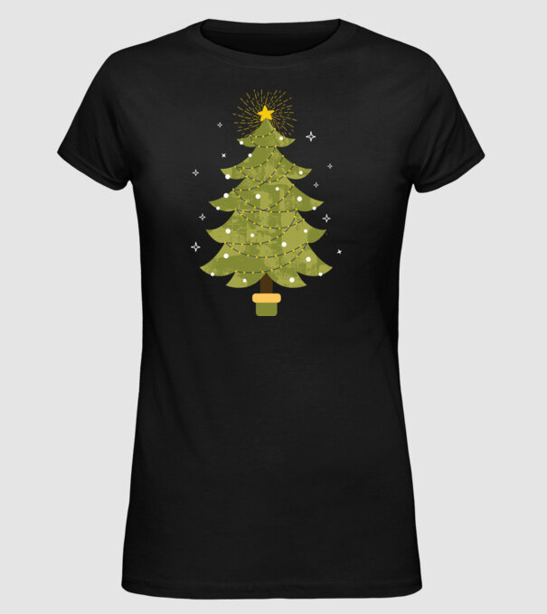 Pom de Crăciun model negru pe tricou