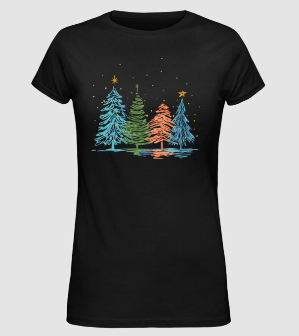 Pom de Crăciun desen model negru pe tricou
