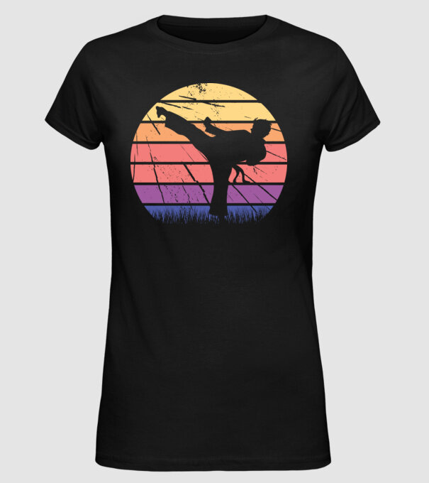 Karate Retro model negru pe tricou