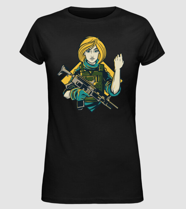 Fată Soldat model negru pe tricou