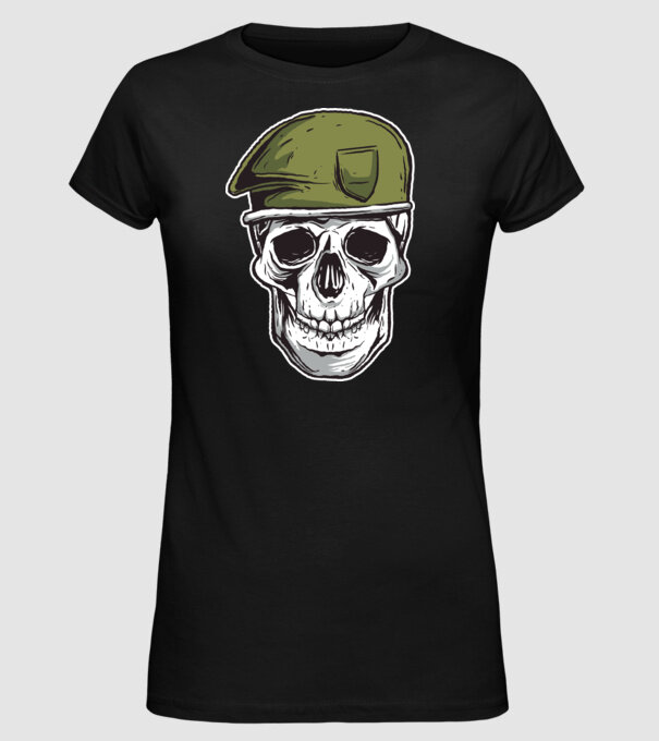 Craniu Soldat model negru pe tricou