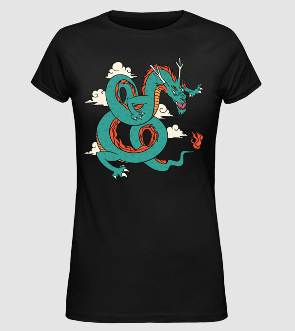Dragon Chinez model negru pe tricou