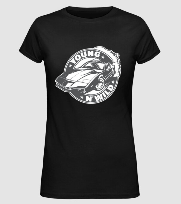 Knight Rider - Young and wild model negru pe tricou