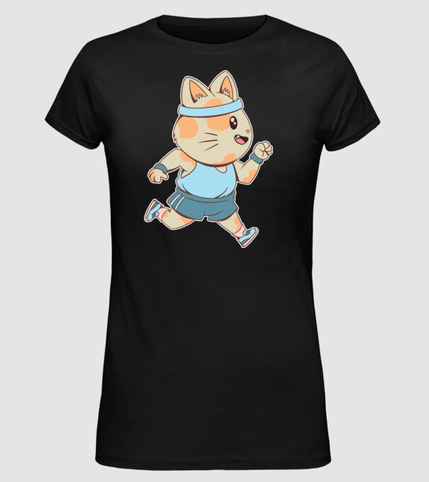 Pisică Jogging model negru pe tricou