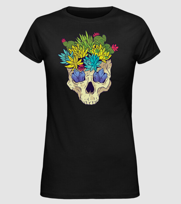Craniu Cactuși model negru pe tricou