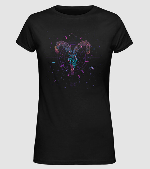 Aries Zodiac model negru pe tricou