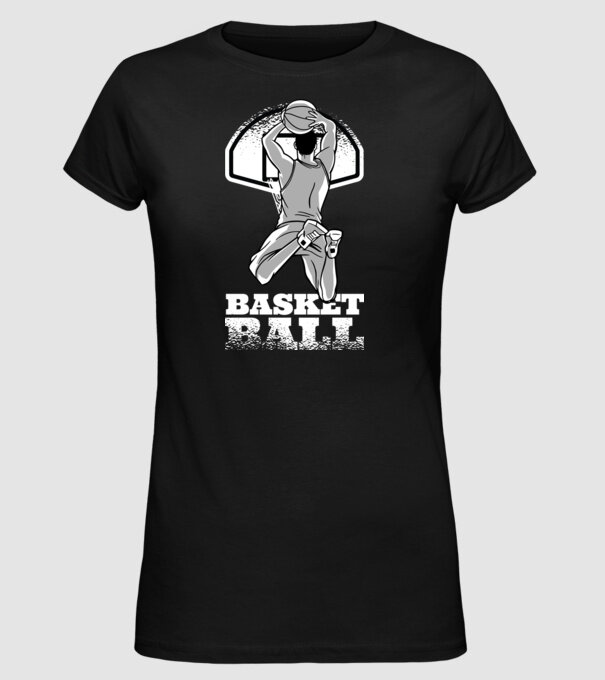 Baschet aruncare la coș model negru pe tricou