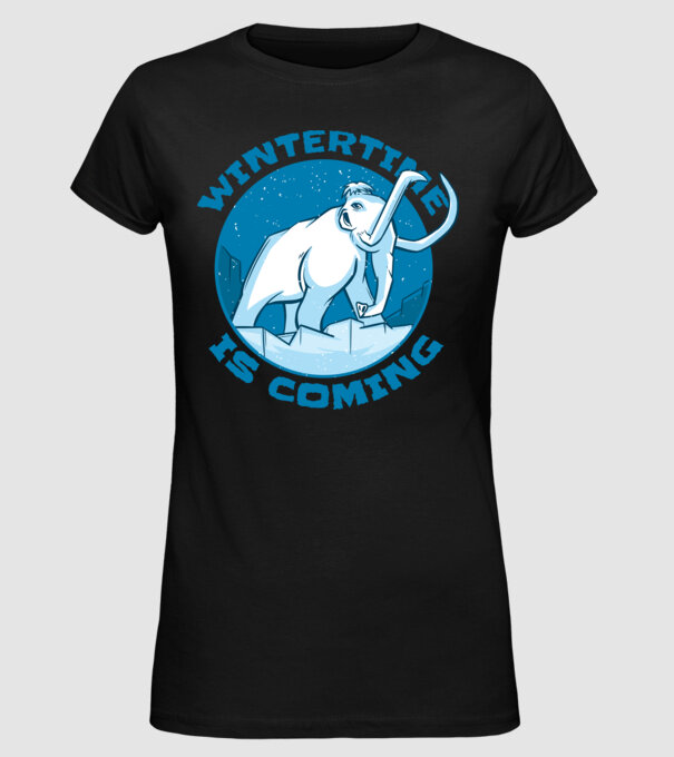 Vine Iarna Mamut model negru pe tricou