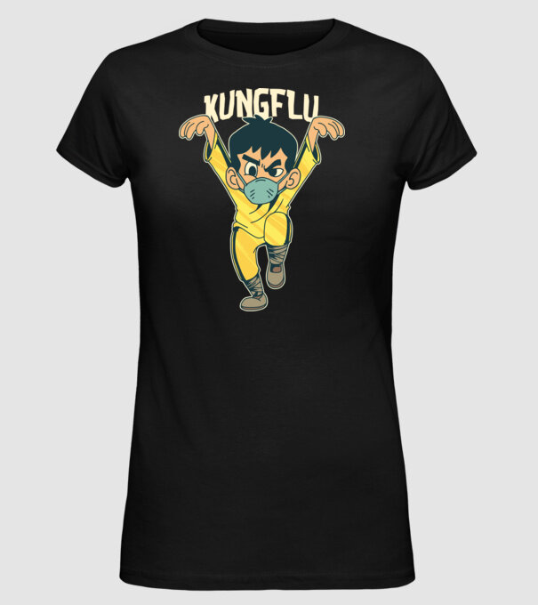 Kung Flu Coronavirus Karate model negru pe tricou
