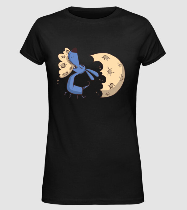 Câine Luna Mușcătură model negru pe tricou