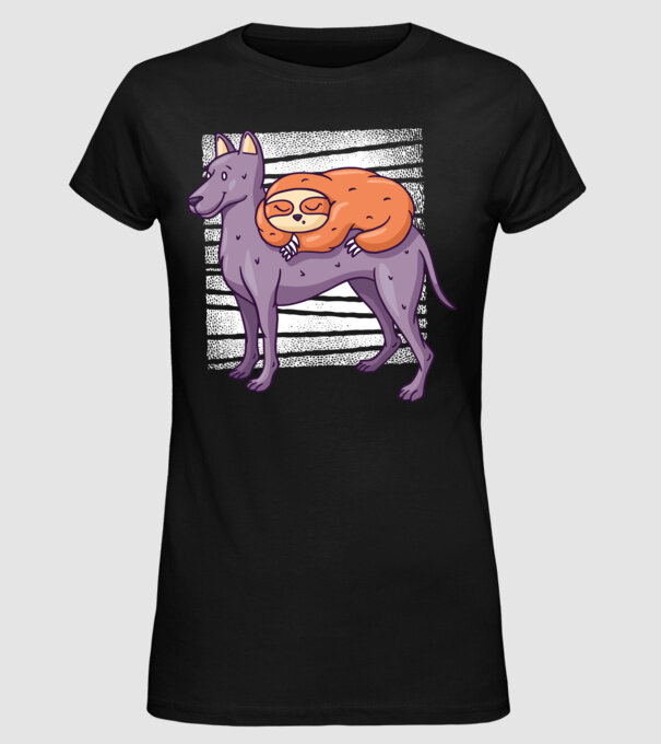 Leneș pe câine model negru pe tricou