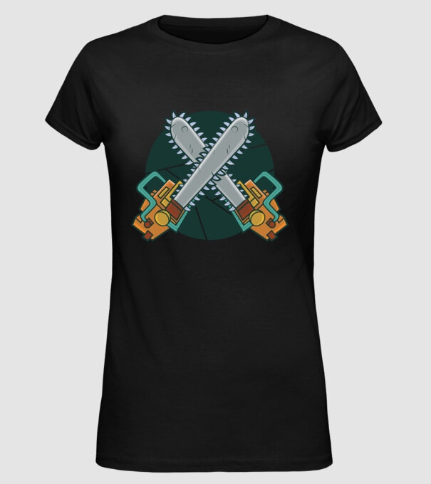 Drujbă tăietor de lemne model negru pe tricou