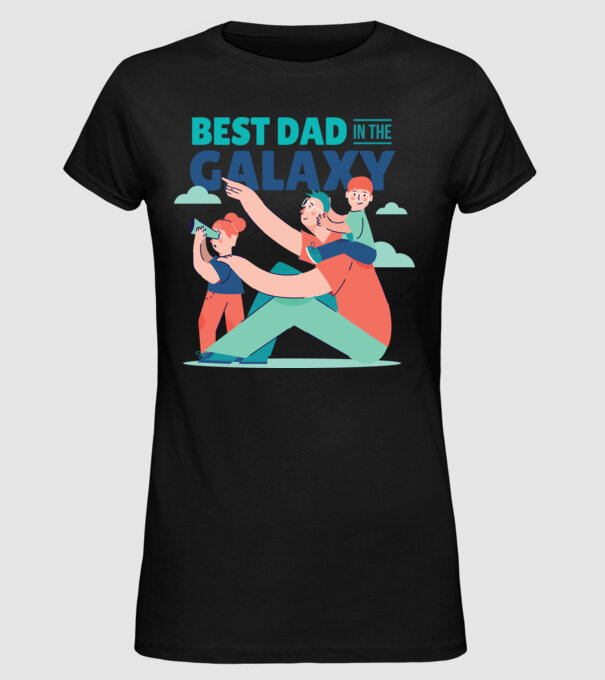 Cel mai bun tată din Galaxie model negru pe tricou