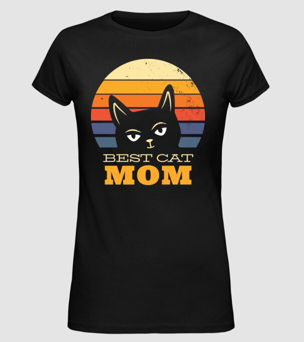 Cea mai bună mamă pisică model negru pe tricou