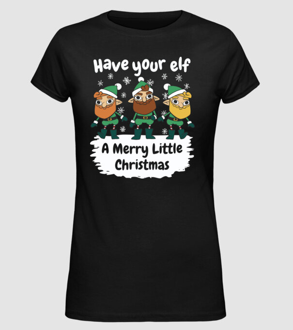 Să ai un Crăciun fericit de Elf model negru pe tricou
