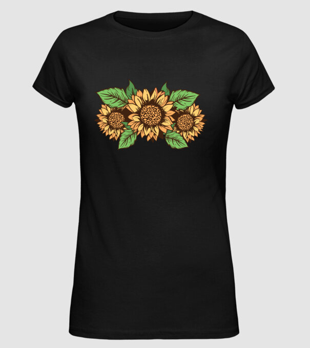 Floare leopard model negru pe tricou
