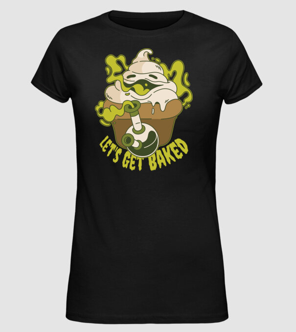 'Let''s Get Baked' model negru pe tricou