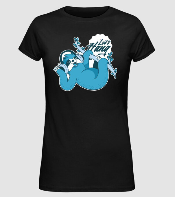 'Let''s Hang tricou cu leneș' model negru pe tricou