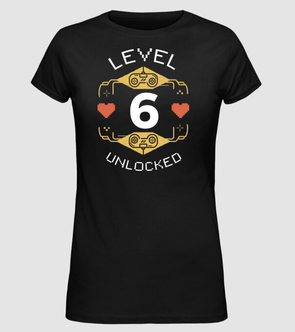 Level 6 Unlocked Gamer Birthday model negru pe tricou