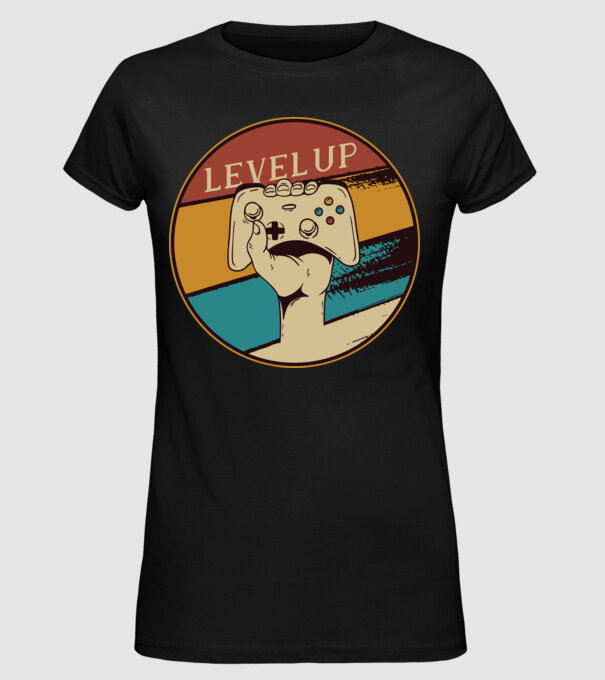 Level up - Trecere nivel Gamer model negru pe tricou