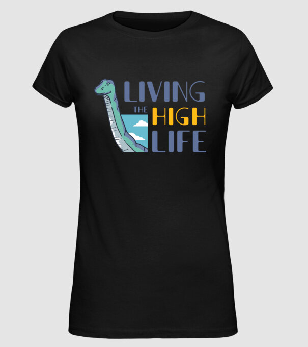 Living the High Life Dinosaur model negru pe tricou