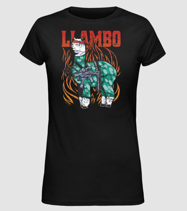 Llambo Lama model negru pe tricou