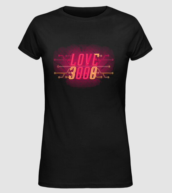 Love 3000 model negru pe tricou