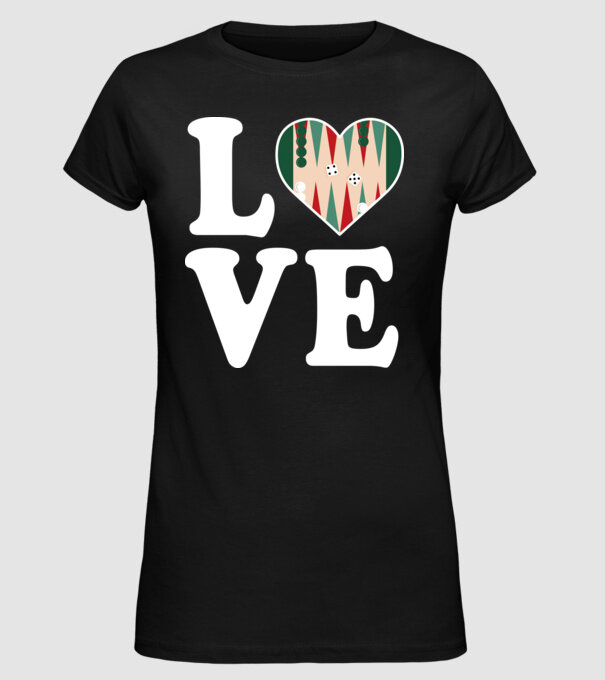 Love Backgammon model negru pe tricou
