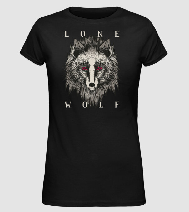 Lup Singuratic model negru pe tricou