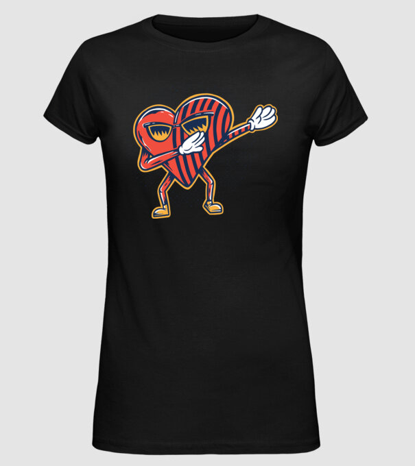 Inimă DAB cărți de joc maghiare model negru pe tricou
