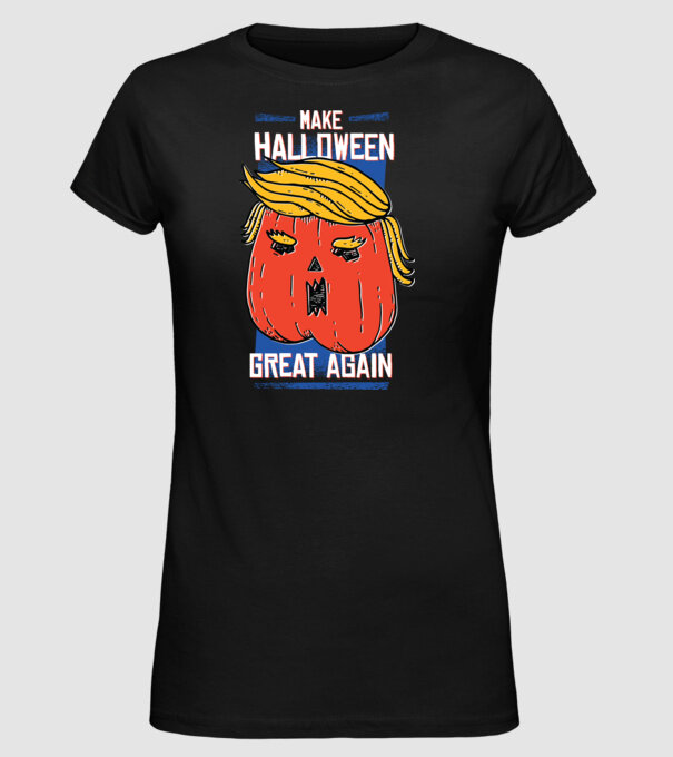 Make Halloween Great Again Trump model negru pe tricou