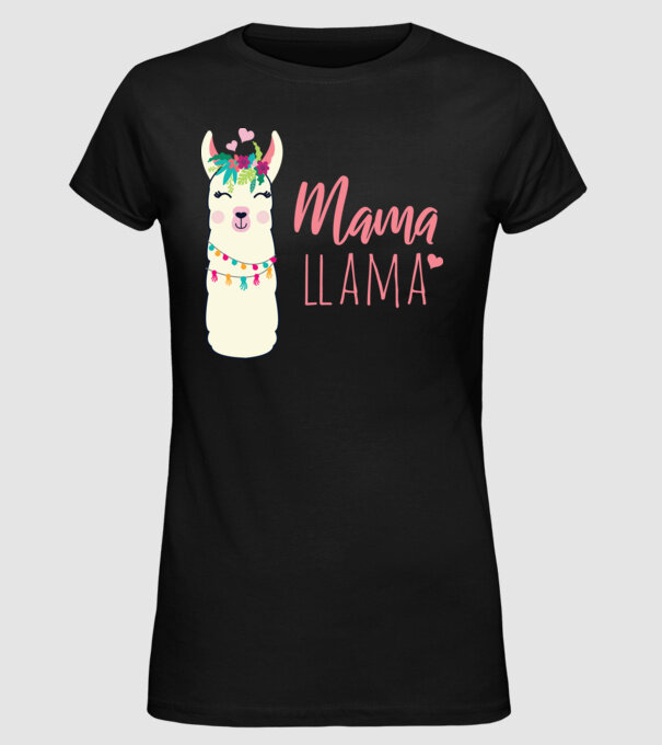 Mama Llama model negru pe tricou