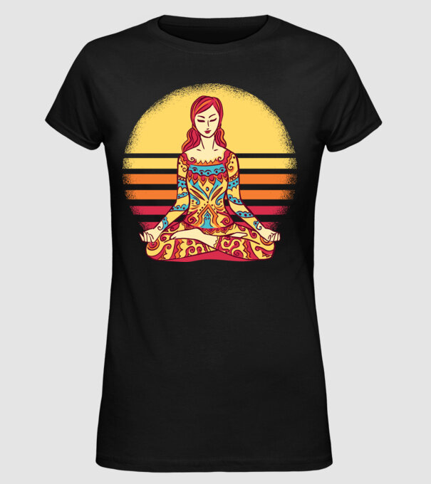 Mandala Yoga Meditație model negru pe tricou
