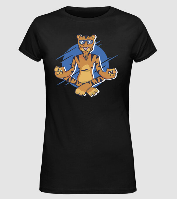 Tigru meditator model negru pe tricou