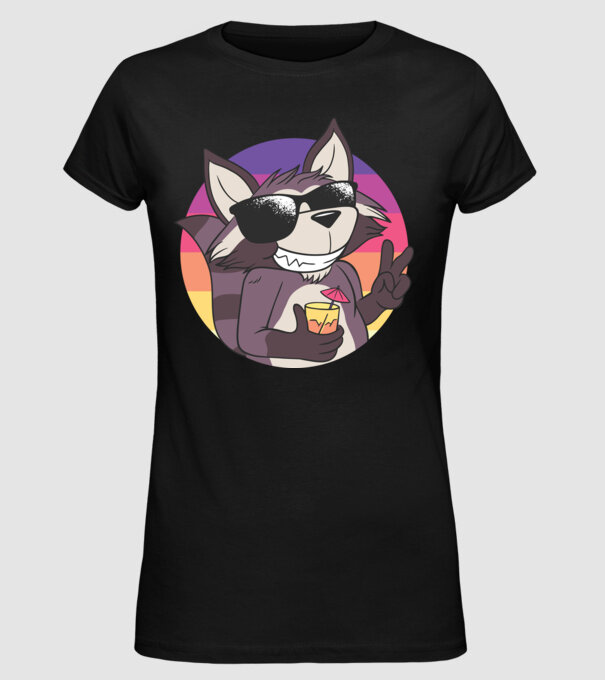 Raton cool model negru pe tricou