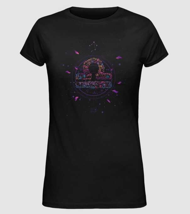 Libra Zodiac model negru pe tricou