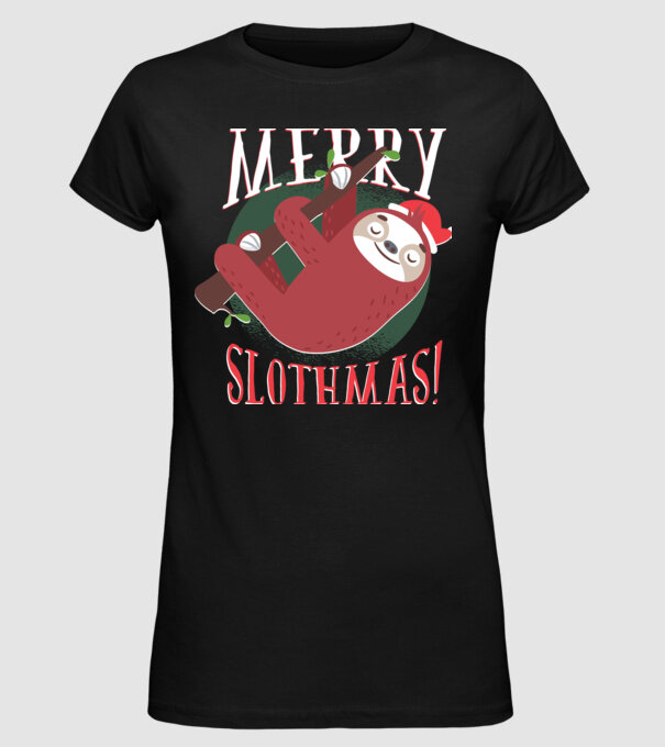Merry Slothmas Crăciun cu Leneș model negru pe tricou