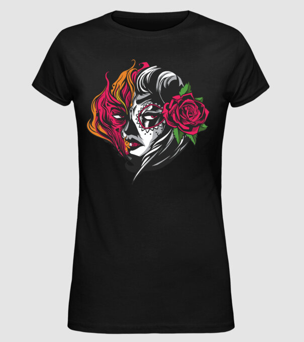Fată Mexicană Demon model negru pe tricou