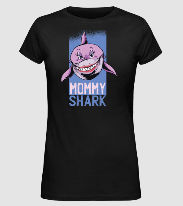 Mommy Shark tricou pentru mama model negru pe tricou
